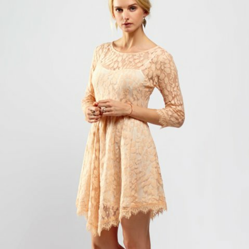 Free People Pink Peach Sand Lace Dress